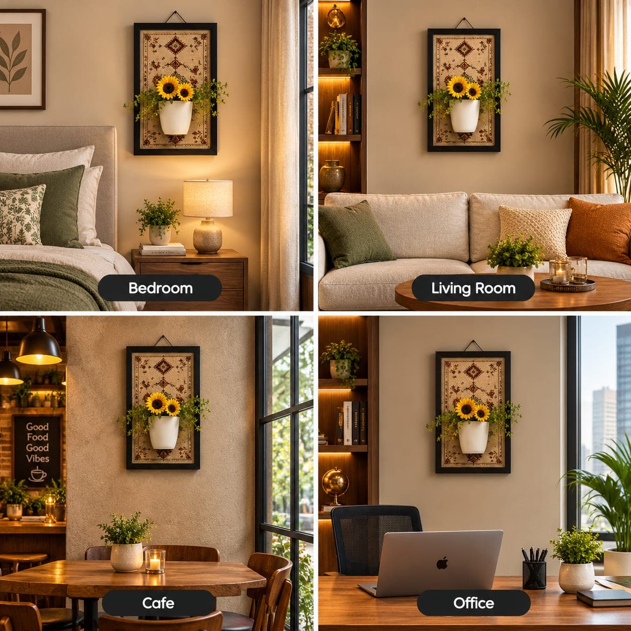 3D Aesthetic Plant Frame - Sunflower / Black - View 1